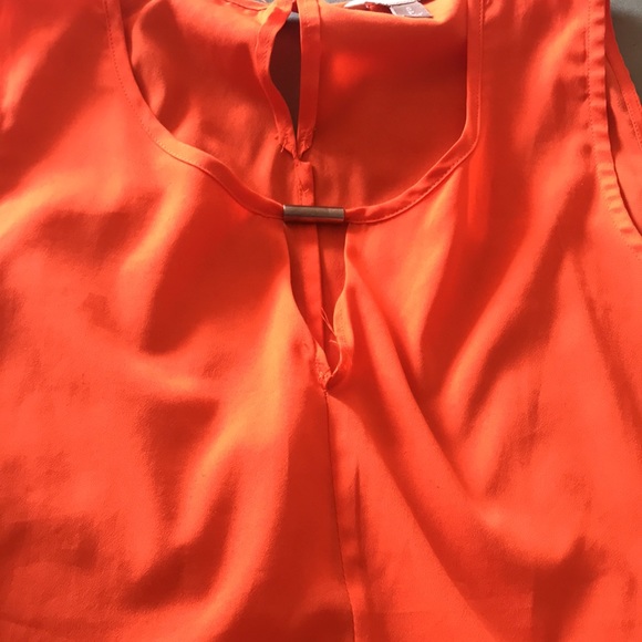 Banana Republic Polyester Semi Sheer Orange Keyhole Sleeveless Tank, Size Small - Picture 9 of 9